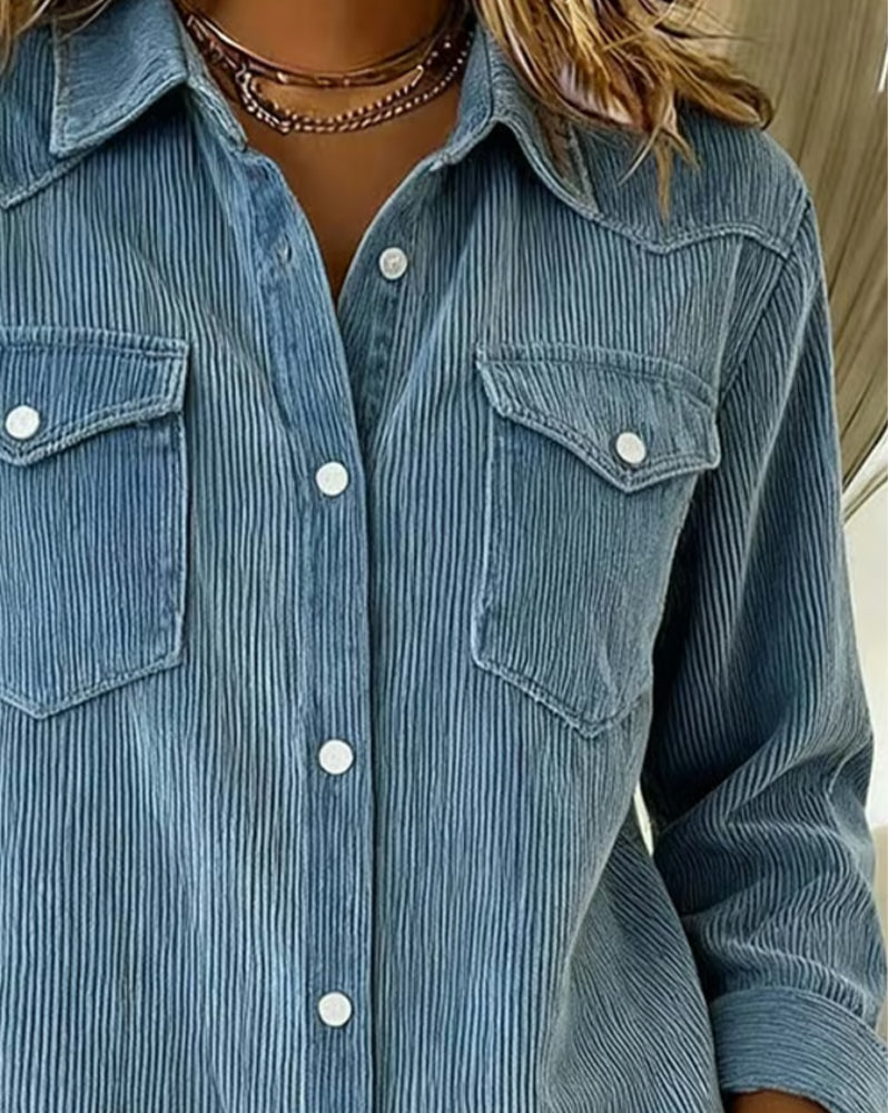 Laluna® | Long-Sleeve Shirt with Lapel and Button Placket