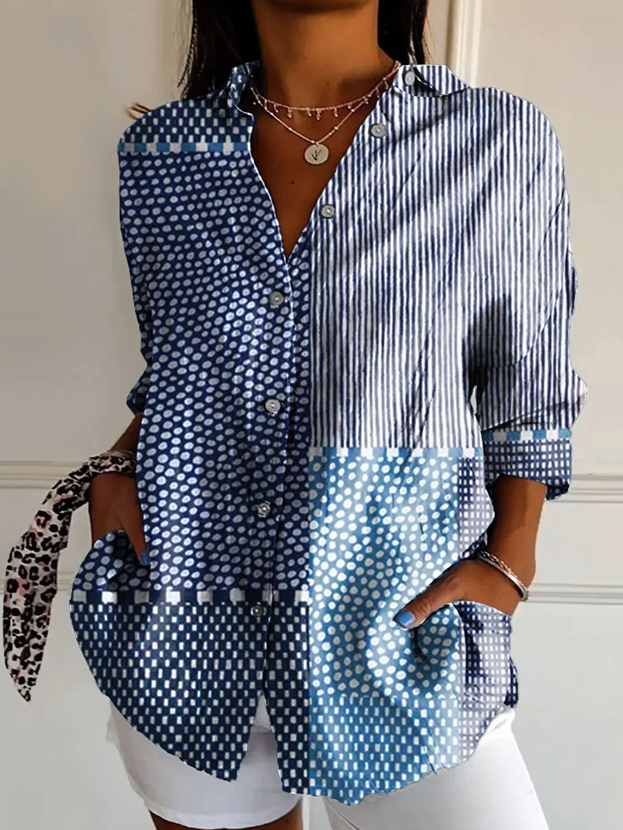 Trinity | Blue Mosaic Patch Shirt