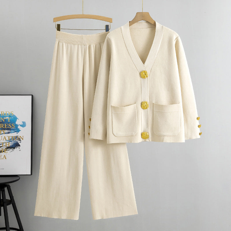 Kathleen | Elegant Knit Set with Gold Buttons